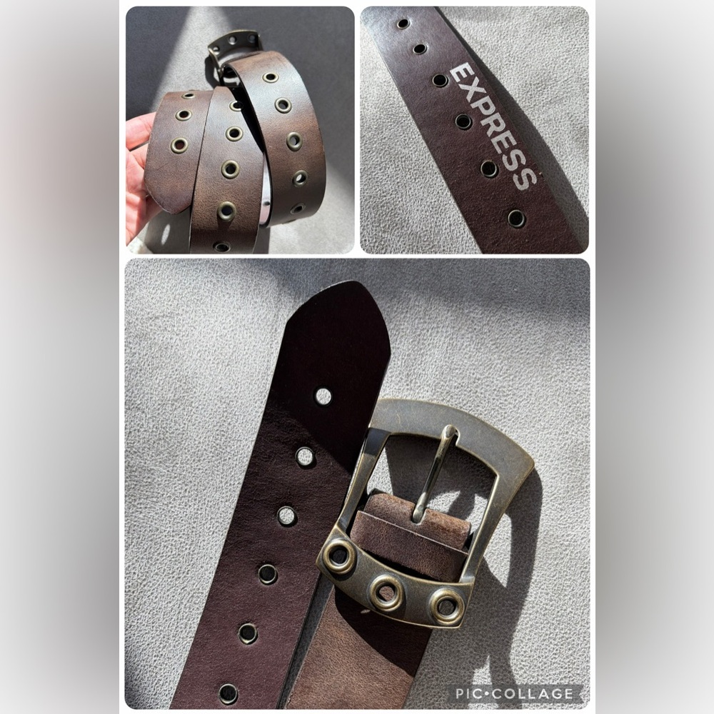 Express Dark Brown Leather Belt M